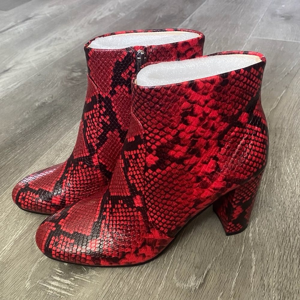 Vince Camuto Sanstan Retro Python Print Bootie - image 1